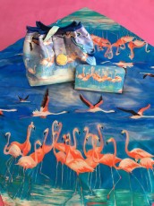 Flamingo Collection Silk Scarf/Handbag/Purse/Wallet