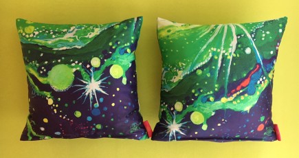 2 “Cosmic Flower“ Cushion Cover Orange Blossom 100% finest Cotton