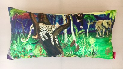 “Living Together“ Cushion Cover LEOPARD, MONKEY, ELEPHANT 40 x 80 cm